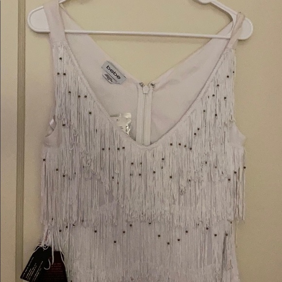NWT Bebe white dress with fringes size: M - Picture 2 of 9